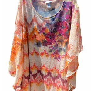 Multi-color caftan sleeved blouse